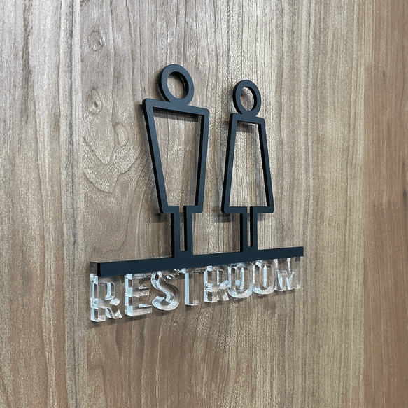 《送料無料》【ドアサイン】 RESTROOM 3Dアイコン クリア文字　2COLOR | 2枚目