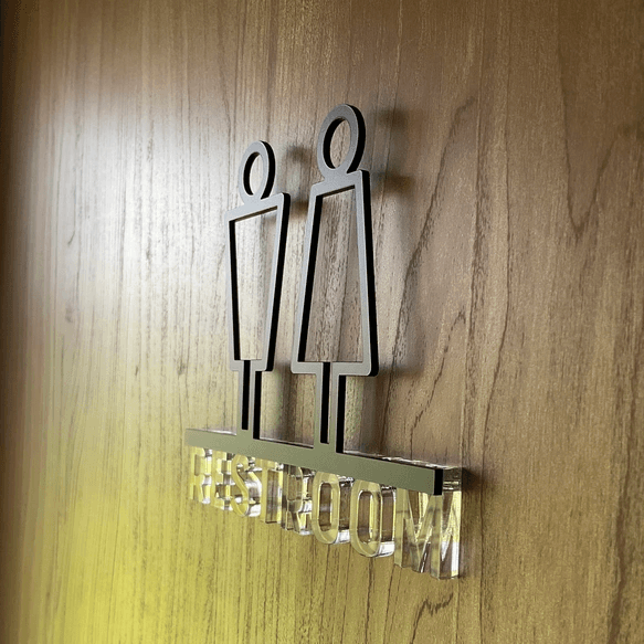 《送料無料》【ドアサイン】 RESTROOM 3Dアイコン クリア文字　2COLOR | 5枚目