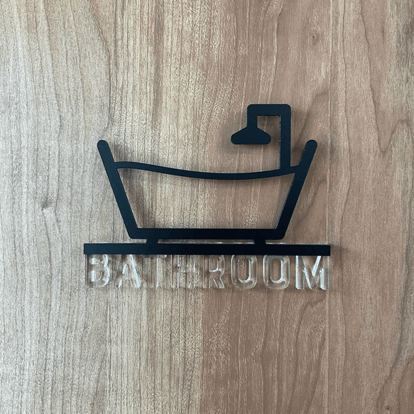 《送料無料》【ドアサイン】 BATHROOM 3Dアイコン クリア文字　2COLOR