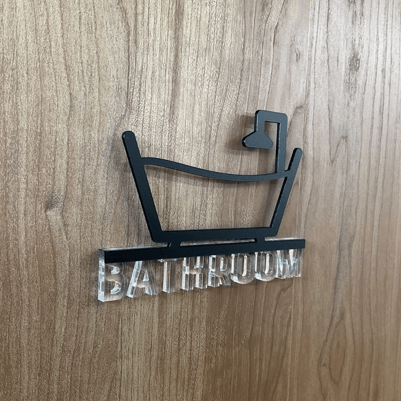 《送料無料》【ドアサイン】 BATHROOM 3Dアイコン クリア文字　2COLOR | 2枚目