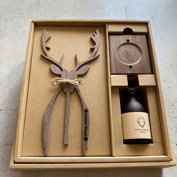 クリスマス限定[無印良品対応] トナカイ　木製アロマディフューザーウッド ブラックウォルナット | 3枚目